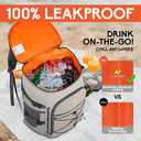 N NEVO RHINO Backpack Cooler, 36 Cans, Light Gray, Nylon, Insulated, Waterproof, Leakproof, Large Capacity, Multiple Pockets, 1.85 lbs