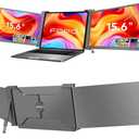 FOPO 15.6" Triple Portable Laptop Monitor, FHD 1080P IPS Screen Extender Portable Display for 15.6-17.3” Laptops, PnP Travel Laptop Screen Extender with USB-C&HDMI, Dual Monitor for Windows, Mac