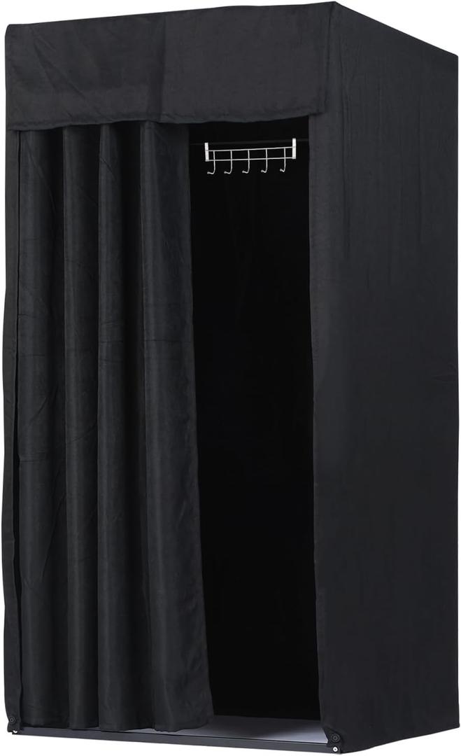 uxcell Fitting Room, 39x39x78 inch Clothing Store Fitting Room with Shading Curtain, Portable Changing Room for Clothing Shop Shopping Centre Office, Black