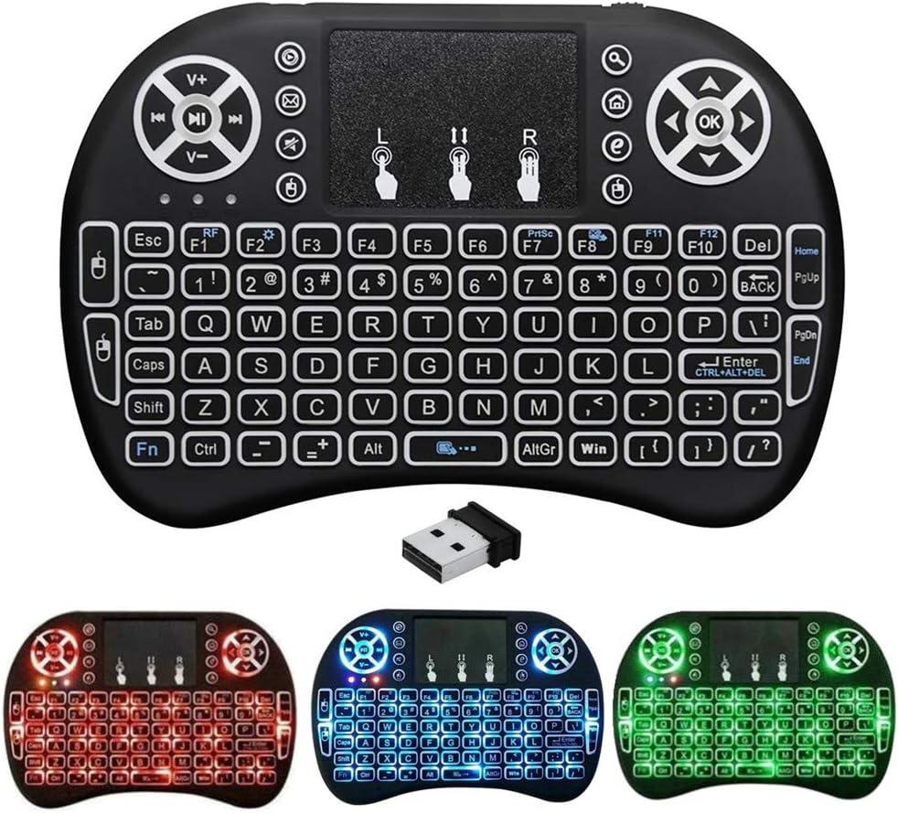 2.4G Mini Wireless Keyboard with Touchpad Mouse, Upgraded Multi BRG Backlight Memory, Portable Wireless Keyboard with USB Receiver Remote Control for Android Smart TV Box Pad Windows Mac:i8
