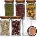 6 Pcs Vintage Glass Storage Jar with Lid 34 oz Glass Containers Stylish Ribbed Pattern Airtight Kitchen Jars Candy Jar for Food Cookies Candy Coffee Tea Beans Grains Storage