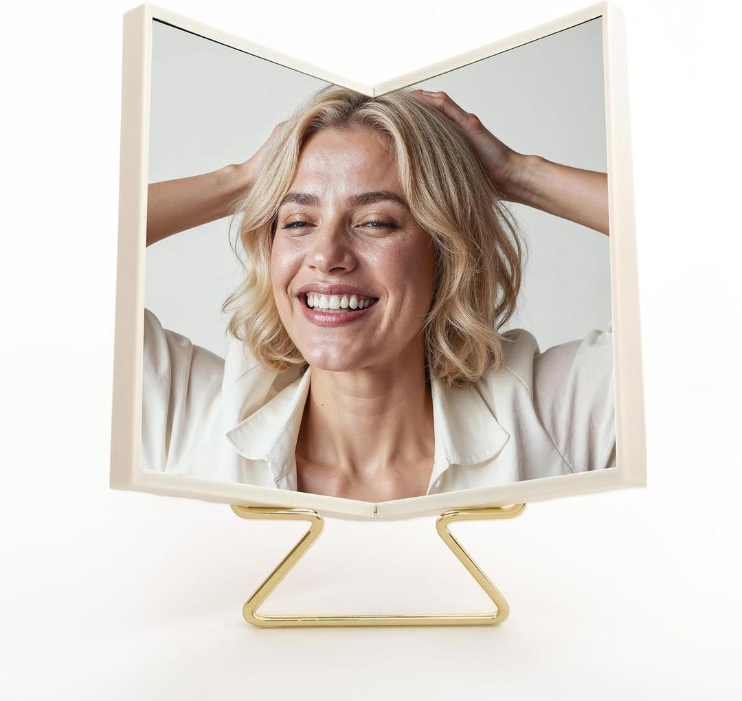 Realme V0 True Non-Reversing Mirror with Stand, True Reflection, True Image, True Mirror, Non-Magnifying Desk Mirror, Unmatched Precision, Slim Design for Makeup Vanity