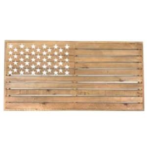 Handcrafted Wooded American Flag with a Rustic, Natural Finish