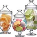 Amazing Abby - Admire - Plastic Apothecary Jars (3-Piece Set, 60/46/40 oz) (NOT Glass), Acrylic Jars with Lids, Bathroom Canisters, Candy Buffet, Wedding Display, BPA-Free and Shatter-Proof