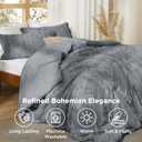 Bedsure Tufted Boho Comforter Set King Size - Grey Boho Bed Set, GentleSoft 3 Pieces Farmhouse-Style Embroidery Bedding, Gifts for Woman, Soft Jacquard King Comforter for All Seasons