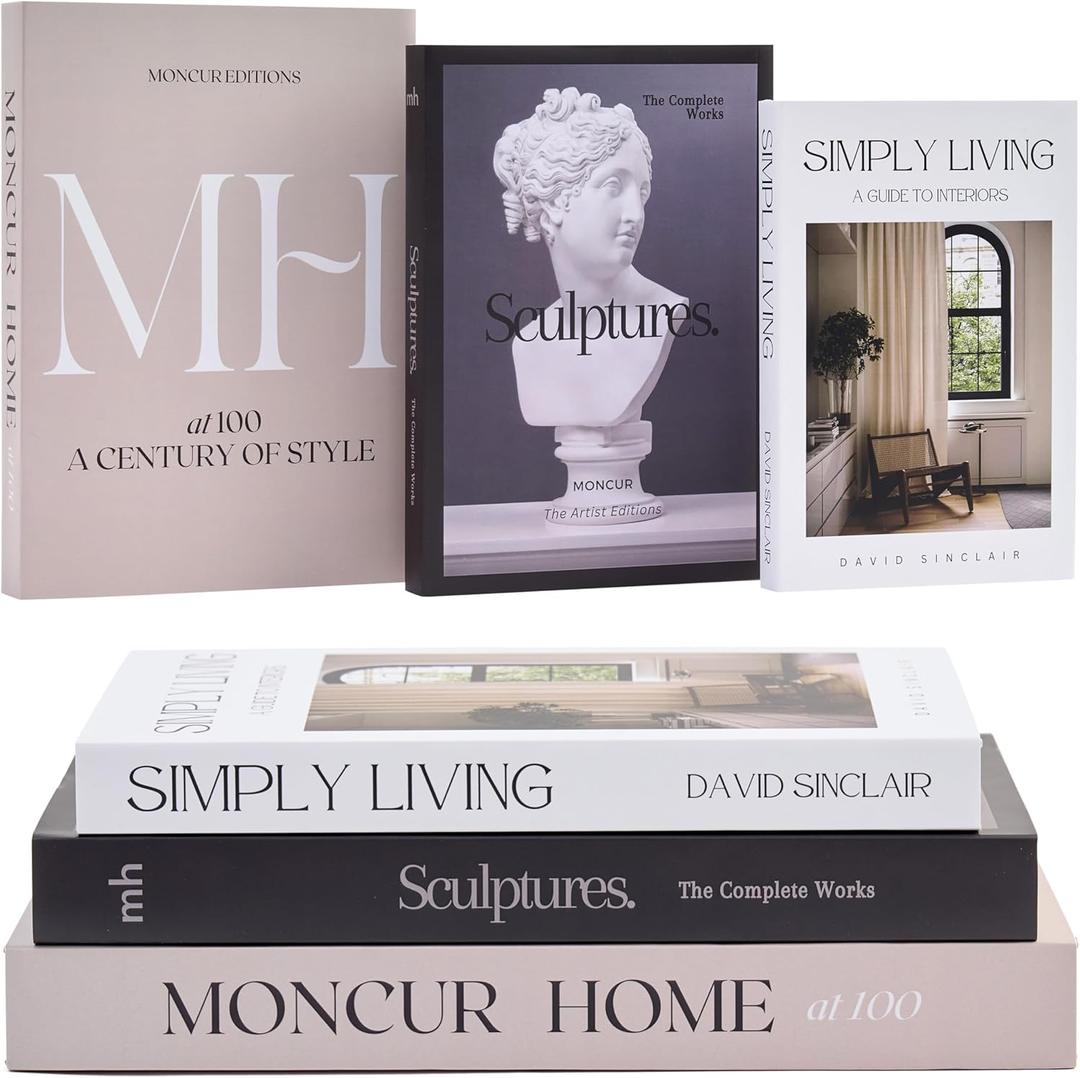 Decorative Coffee Table Books for Home Dcor Accents Bookshelf Decor Mid Century Modern Fake Books for Decoration with Real Blank Pages Shelf Decor Aesthetic Removable Covers Set of 3