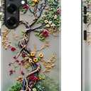 Esdot for Samsung Galaxy S25 Case - Wireless Charging Compatible  Dual-Layer Soft Silicone + Hard Shell - Wildflower Design - Protective Phone Cover for Women Girls - Tree of Life