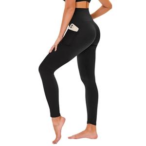 High Waisted Leggings for Women - No See Through Tummy Control Cycling Workout Yoga Pants with Pockets Reg & Plus Black XL