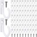 Zhehao 100 Pieces Key Hooks Jewelry Small Hook Key Hanging Small Wall Mounted Single Hook Robe Clasp Coat Hooks and 110 Pcs Screws for Hanging Hat, Scarf, Bag(White,100 Pieces)
