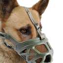 Mayerzon Dog Muzzle, Breathable Basket Muzzles for Small, Medium, Large and X-Large Aggressive Dogs Beagle German Shepherd Doberman, Cage Mouth Guard Stop Biting Chewing for Grooming Training (Green), Size: Medium