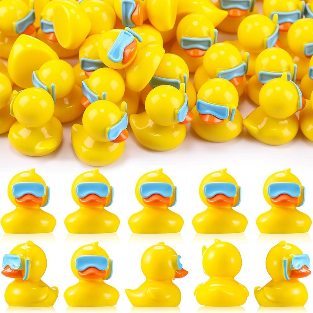 Soulchen 50 Pcs Mini Resin Ducks Summer Beach Tiny Ducks Miniature Figures Tiny Toys to Hide Micro Garden Landscape Aquarium DIY Dollhouse Cake Decoration Ornament(Diving Duck)