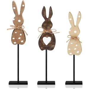 3 Pcs Easter Bunny Wooden Table Decor Rustic Rabbit Tall Standing Sign Block Farmhouse Spring Centerpiece Easter Decor for Home Table Mantel Office Desk