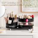 Makeup Organizer Countertop for Vanity with 360 Rotating Brush Holder, 3 Layer Cosmetic and Jewelry Storage, Makeup Display Case for Skincare&Perfume, Black