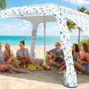 Beach Cabana, 6.5'×6.5' Cool Cabana, UPF50+ Beach Canopy, Adjustable Height Beach Tent Sun Shelter, Sun Umbrella with Removable Side Wall, Beach Shade for Beach, Garden, Camping(Fish Print)