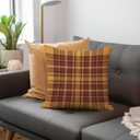 Fall Plaid Pillow Covers 18x18 Set of 2 Orange Brown Check Tartan Gingham Autumn Plaid Themed Decorative Throw Pillows Outdoor Pillowcases Square Farmhouse Cushion Thanksgving Home Decor