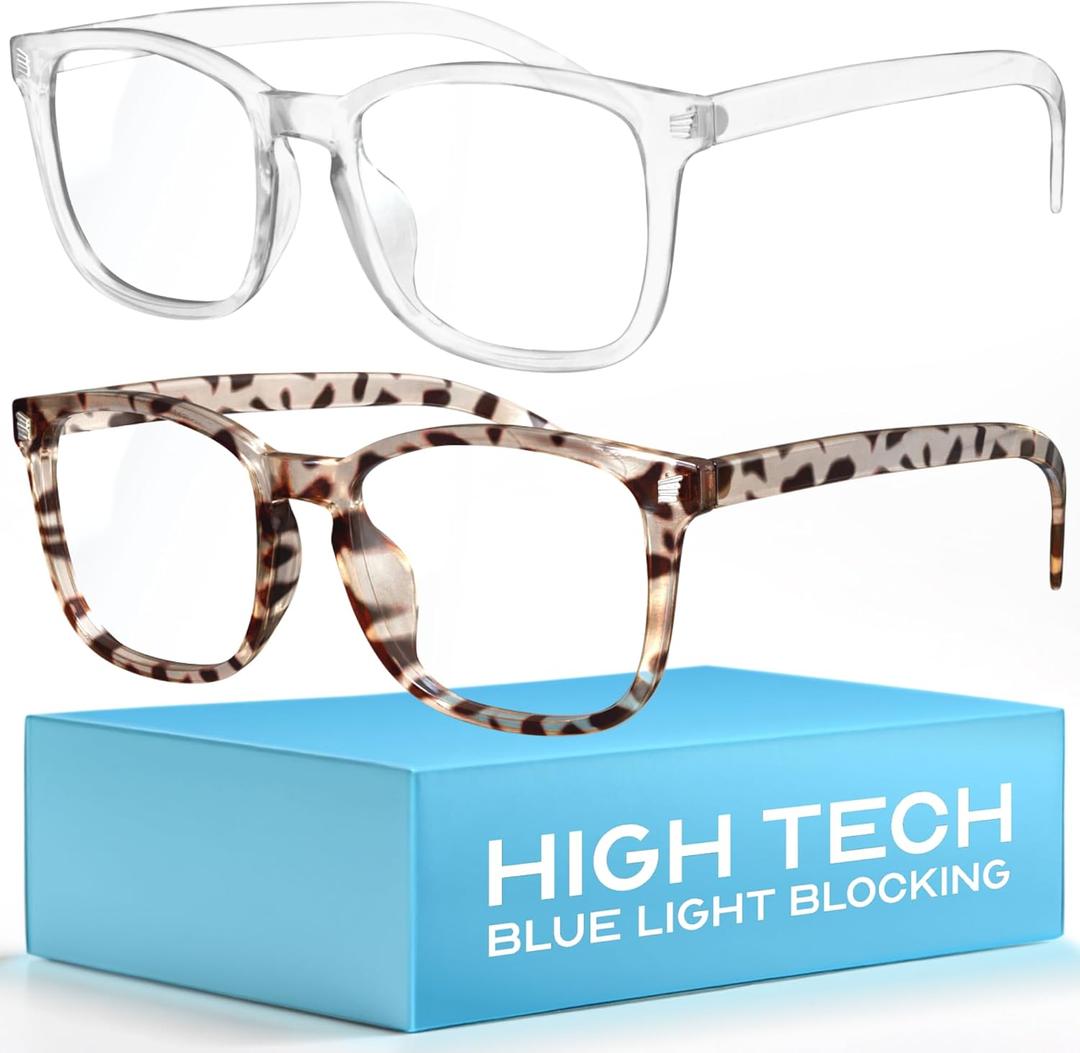 livho High Tech Blue Light Glasses - Advanced Blue Light Blocking Computer Glasses - Screen Fatigue & UV Protection (*B5 Leopard+clear)