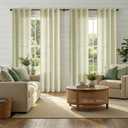 jinchan Linen Curtains for Living Room 96 Inches Long Sage Green Striped Curtains for Bedroom 2 Panels Ticking Stripe Pattern Light Filtering Drapes Farmhouse Rustic Window Treatment Back Tab 38"Wide