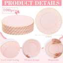 YOUBET 100 Pack Pink Scalloped Plastic Plates - 6.5 Inch Pink Disposable Plates - High End Elegant Vintage Dessert Plate for Party & Weeding & Birthday Mothers Day