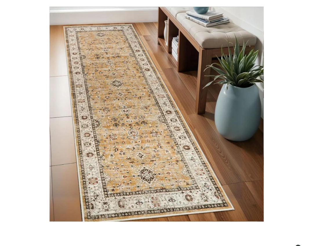 Washable Runner Rug 3x8 - Hallway Runner Rug Kitchen Rugs and Mats Non Skid Washable Waterproof Carpet Runner for Living Room Bedroom Bathroom (Gold, 3X8)