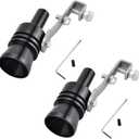 2Pcs Turbo Sound Whistle Simulator, 4.2 x 0.9 Inch Car Turbo Whistle, Aluminum Turbo Sound Whistle Exhaust Muffler Sound Booster, Black Universal Car Roar Maker Tail Pipe Whistle