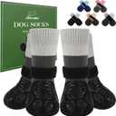 EXPAWLORER Anti Slip Dog Socks to Prevent Licking Paws, Dog Shoes for Cold Winter, Dog Booties for Hardwood Floors, Dog Boots & Paw Protectors with Grippers for Small Medium Large Senior Dogs Black, Size: L