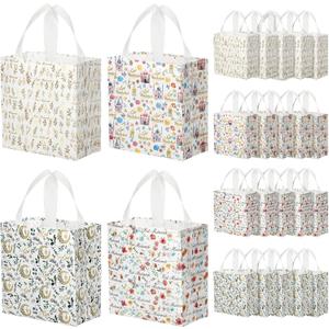 Amylove 24 Pcs Reusable Eid Mubarak Gift Bags with Handles Non Woven Ramadan Goodie Bags Eid Mubarak Party Favor Treat Gift Wrapping Shopping Tote Ramadan Party Supplies 9.2" x 8.7" x 4.3"