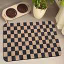 Dog Food Mats for Floors Waterproof, Pet Water Bowl Mats Pet Feeding Absorbent Placemats Plaid 12 * 20 inch