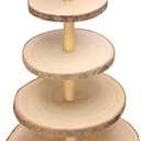 Ayfjovs 5 Tiered Rustic Wood Cupcake Stand, Detachable Large Slices Round Cupcake Tower Holder for Party and Rustic Wedding Decoration