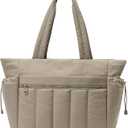 Tote Bag for Women, Lightweight Puffer Tote Bag with Compartments, Quilted Shoulder Bag Handbag with Zipper for Work