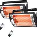 Shinic 2 Packs Electric Garage Heaters with Remote Control, 1500W/750W Ceiling Mounted Radiant Quartz Heater with Work Light, 90 Rotation, 5 Mode Settings, Electric Heater for Garage, Shop, Patio