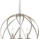 ANJIADENGSHI Modern Globe Chandelier, Brushed Nickel Pendant Lighting for Kitchen Island, Metal Adjustable Hanging Light Fixture for Dining Living Room Foyer Bedroom