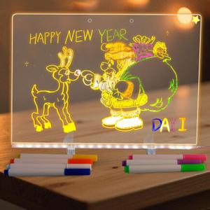 Drawing Board, Note Board with 7 Colors, Light Up Drawing Board, with 7 Markers, LED Glow Writing Tablet, Creative Christmas Birthday Gifts, for Drawing & Learning, Ideal for Home, Office, School
