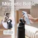Insulated Magnetic Water Bottle - Reusable Stainless Steel Bottle with MagSafe Compatible Phone Holder - Keeps Cold for 24 Hours - Perfect for Gym, Sports, and Travel - Black 32oz