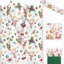 100 Sheets Santa Tissue Paper, 20 x 14in Xmas Winter Snowflake Snowman Gift Wrapping Paper for Hanukkah New Year Holiday Party Decor Art Craft