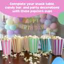 Mini Popcorn & Candy Favor Treat Boxes For Birthday, Bridal and Baby Shower - Assorted Striped Design - 36 Count (Rainbow Pastel Mix)