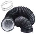 Eau Black Flexible 4-Layers Aluminum 6 Inch Dryer Vent Tube Transition Hose with 2 Screw Clamps Great for HVAC, Clothes Dryer, Air Duct