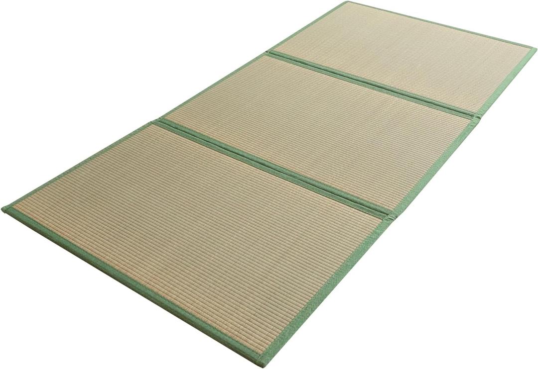 MAXYOYO Japanese Tatami Mat 100% Rush Grass Portable Folding Mat Futon Mattress Firm Traditional Floor Bed 79"x39"x0.47"