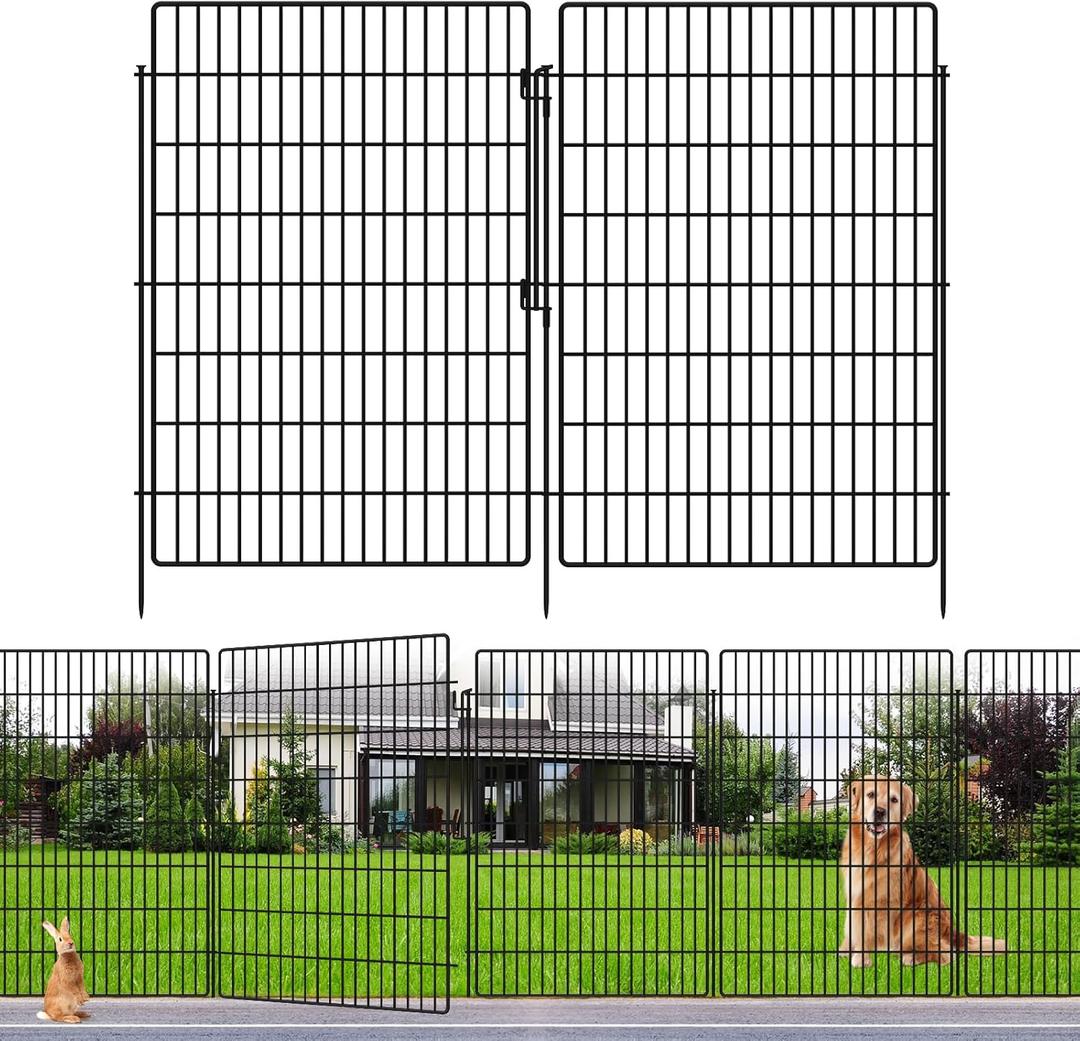 15 Panels Garden Fencing Animal Barrier with Lock, 40 in(H) X 36 ft(L) Dog Fence Outdoor for Yard Rustproof No Dig Decorative Tall Garden Fence Metal Wire Panel Border Rabbit Ground Stakes Fencing