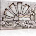 Visual Art Decor Farmhouse Windmill Wall Decor Bless This Home Sign Rustic Farm Style Room Decor Framed 16x24inch Kitchen Bedroom Living Room Decor (Beige)