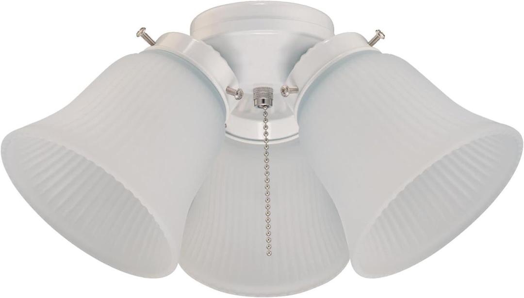 Westinghouse 77847 3LGT WHT Fros 3 Frosted Ribbed Glass Ceiling Fan Light Kit, No Size, WHITE