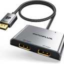 DisplayPort to Dual Display Port Adapter [4K@60Hz] DP Splitter 1 in 2 Out Extended Display MST DP to 2 DP Female for Dual Monitors Compatible with PC,Graphic Card,NVIDIA,AMD