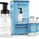 MRS. MEYER'S CLEAN DAY Foaming Hand Soap Dispenser & Concentrate Starter Kit,1 Glass Dispenser (10 Fl. Oz.) & 2 Concentrated Refills (2 Fl.Oz. each),Rain Water, Makes 20 Fl. Oz. of Foaming Soap Total