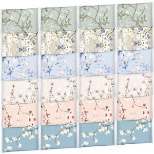 24 Packs Travel Size Tissue Pocket Slim Pack Facial 3 Ply Wallet Size Pocket Tissues for Travel Wedding Party Favors, 6 Styles(Colored Flowers)