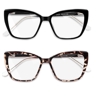 CCVOO Trendy Reading Glasses for Women, Oversized Blue Light Readers, Cheaters Eyeglasses, Stylish Square Cat Eye Glasses, +2.25