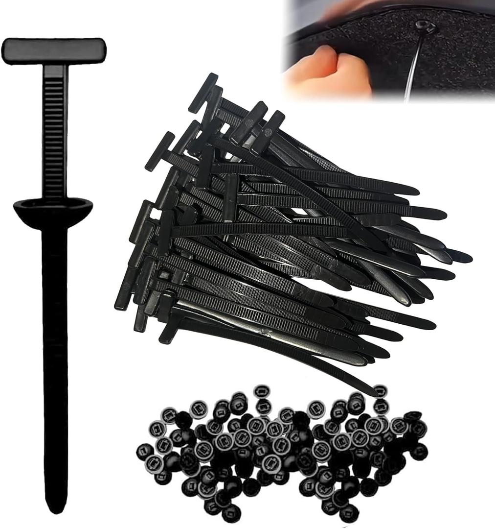 2 x 50Pcs Nylon Universal Cable Tie Buckle,Heavy Duty Self-Locking Zip Ties Holder,Multipurpose Plastic Cable Ties Tool,UV-Resistant Fasteners for Car Fender Trunk Repair,Home&Car Daily Repair
