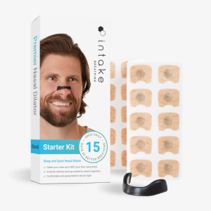ntake Breathing Nasal Strip Starter Kit (15 Ct)  | Reduces Snoring, Improves Sleep | Sweat-Resistant, Skin-Safe | Compact Solution for On-The-Go | Holds Up to 5 Strips