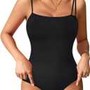 Eleady Shapewear Bodysuits for Women - Body Shaper Tummy Control Sleeveless Bodysuit Square Neck Tank Tops (Large, Black)
