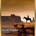 A PLUS MAX 30x40 Picture Frame, Black Engineered Wood Frame for 30 x 40 Inch Picture Poster Photo, Light Weight 30 by 40 Frame with Wood-grain for Wall - 1 Pack/Gold/30 x40