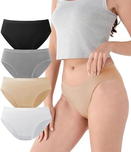 DAVID ARCHY Womens Underwear, Bamboo Rayon Underwear Panties Moisture Wicking Panties, Soft Breathable, 4 Pack Size L