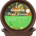 TITE Plant Saucer 16 inch,Heavy Large Planter Durable Thicker Plastic Plant Trays for Indoors and Outdoor,Plant Saucer Drip Trays,Brown (16 inch,Brown) Pack of 3